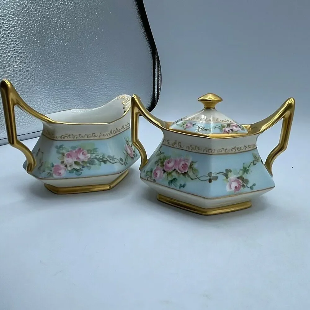 Tressemanes & Vogt (T&V) Limoges France creamer & sugar